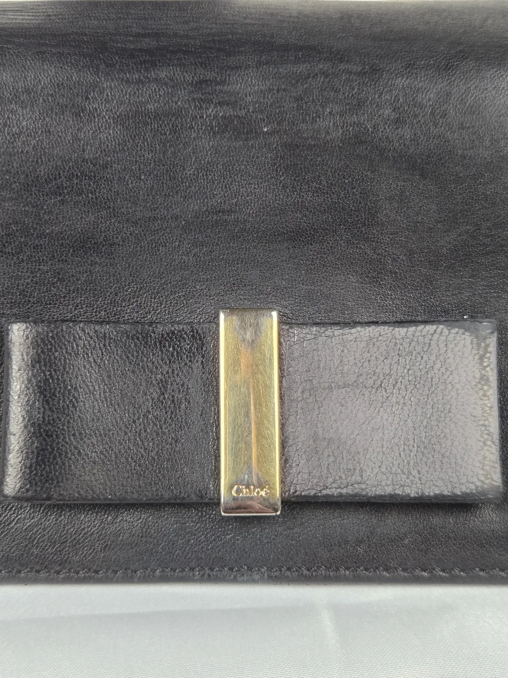 Chloé Black Bow Leather Long Wallet Soft Lambskin Gold Hardware
